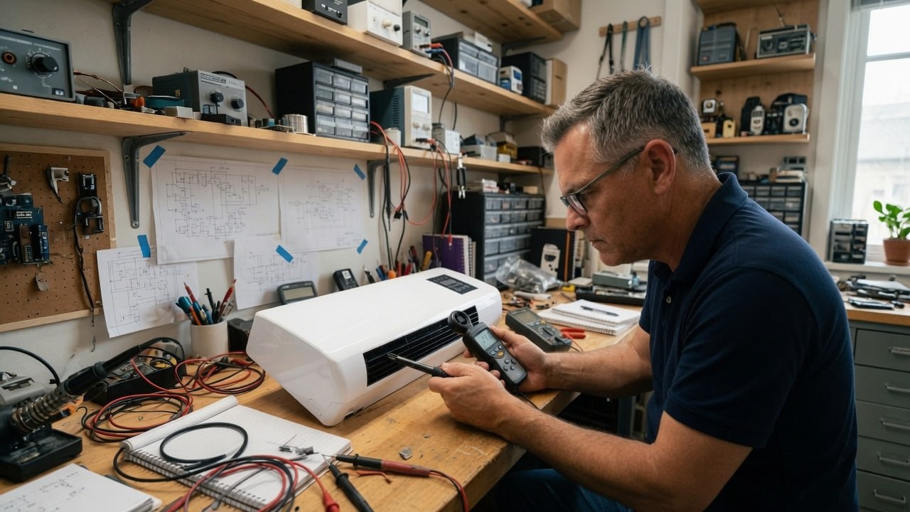 Markus Becker, inventeur du Coolizi, dans son atelier